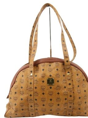 MCM Cognac Monogram Dome Shoulder Bag - Cognac Brown